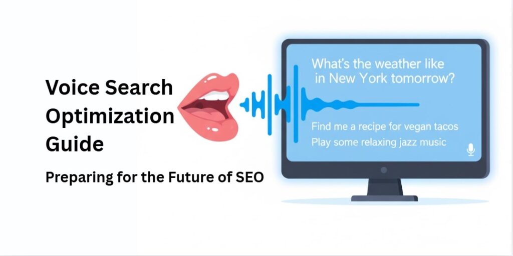 Voice search optimization guide illustrating conversational queries for higher SEO rankings.