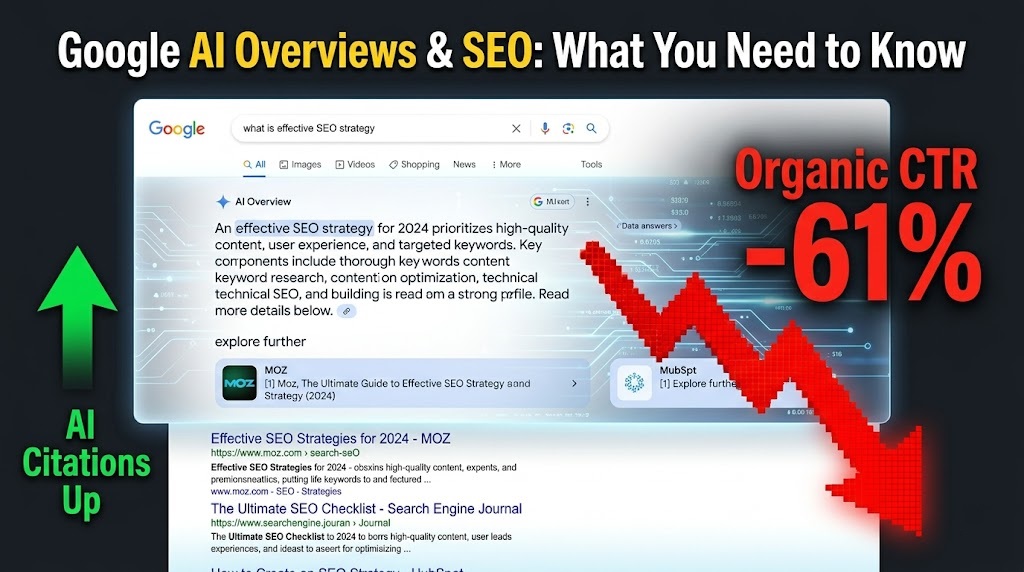 Google AI Overviews impact on organic SEO click-through rates in 2026